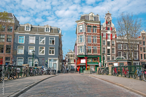 City scenic from Amsterdam at the Gelderse kade in the Netherlands photo