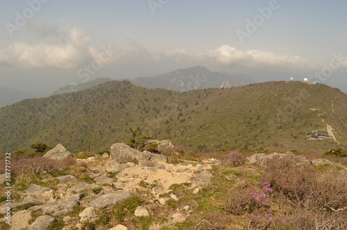 Hiking in the colorful Seoraksan Mountains in South Korea, Asia photo