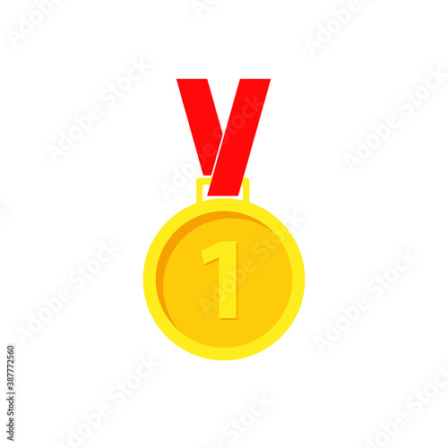 Gold, Silver, Bronze Medals Set. Winner Medals. Metal Realistic Badge With First, Second, Third Placement Achievement. Round Medal Red Ribbon. Game Golden, Silver, Bronze Trophy. Vector Illustration.