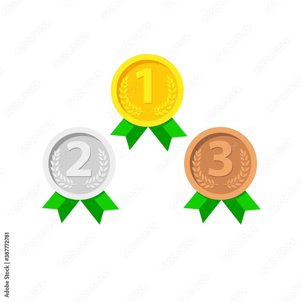 Gold, Silver, Bronze Medals Set. Winner Medals. Metal Realistic Badge With First, Second, Third Placement Achievement. Round Medal Red Ribbon. Game Golden, Silver, Bronze Trophy. Vector Illustration. Gold, Silver, Bronze Medals Set. Winner Medals. Metal Realistic Badge With First, Second, Third Placement Achievement. Round Medal Red Ribbon. Game Golden, Silver, Bronze Trophy. Vector Illustration.