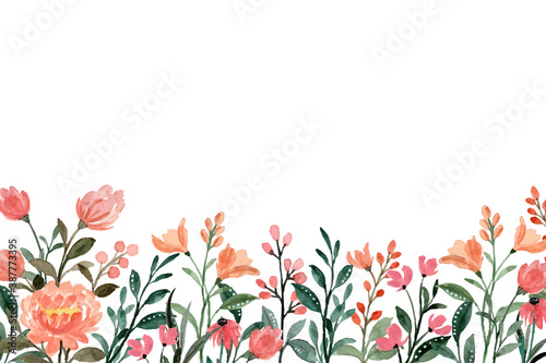 Wild floral watercolor background