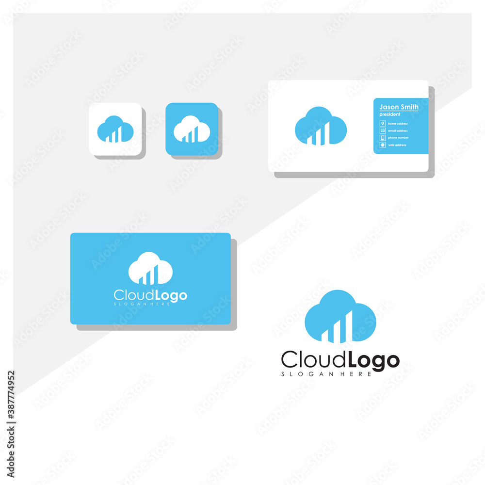 cloud financial logo with business card vector cloud financial logo with business card vector