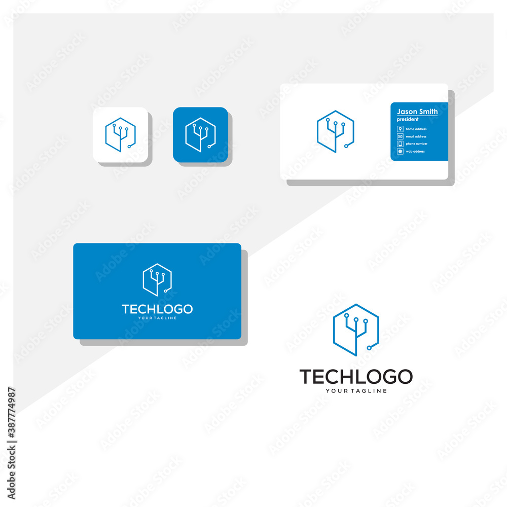 Technology logo and business card vector Technology logo and business card vector