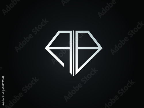 AB diamond shape silver color design
