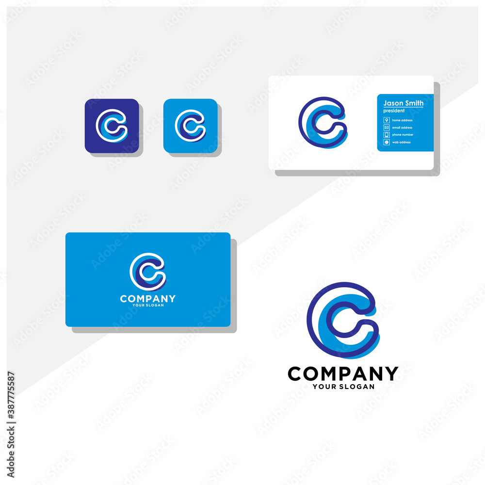 letter C logo and business card vector letter C logo and business card vector