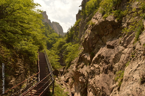 Hiking and climbing in the stunning Seoraksan Mountain Range in South Korea, Asia photo