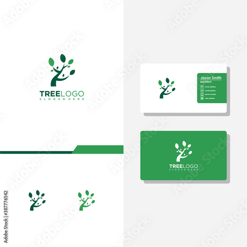 tree logo and business card vector