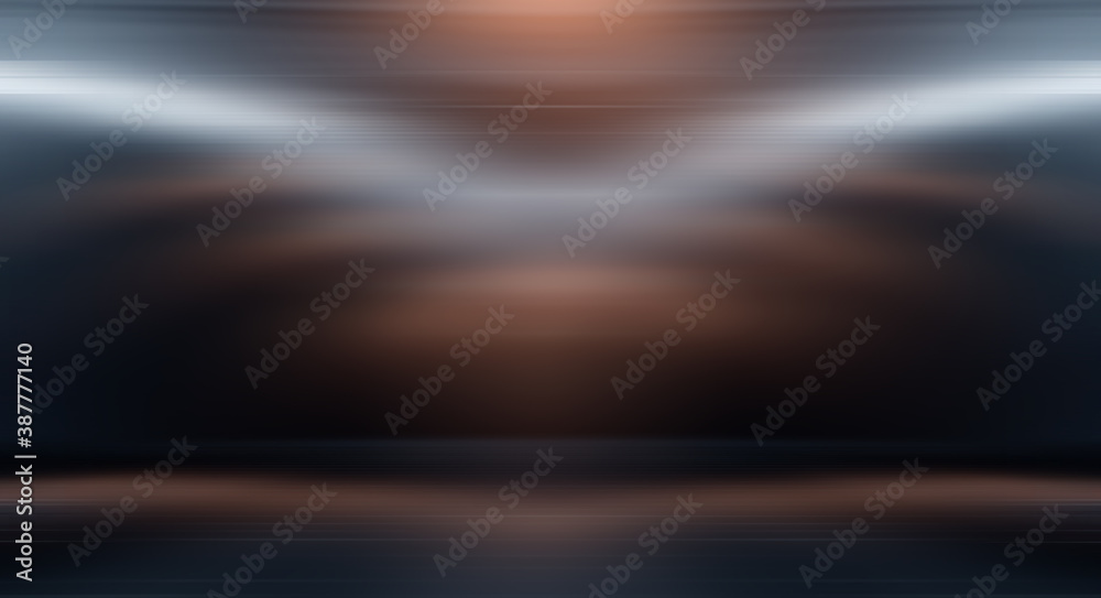 Modern minimalistic, futuristic studio background. Dark background with lines and spotlights, neon light, night view. Abstract blue background. Empty stage. Modern minimalistic, futuristic studio background. Dark background with lines and spotlights, neon light, night view. Abstract blue background. Empty stage.