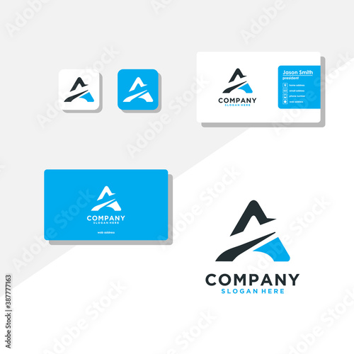 letter A logo design and business card vector