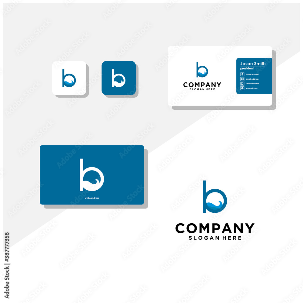 letter B logo design and business card vector
