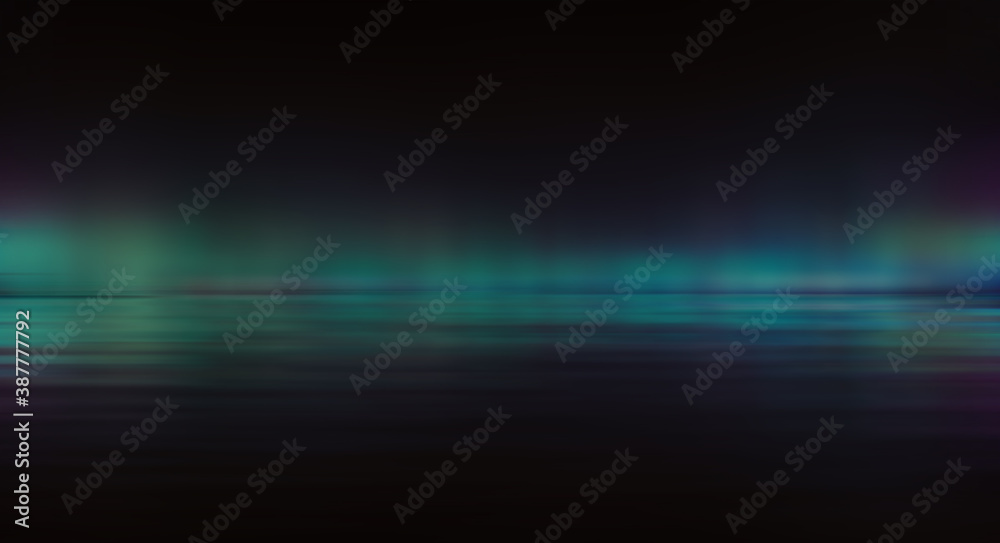 Modern minimalistic, futuristic studio background. Dark background with lines and spotlights, neon light, night view. Abstract blue background. Empty stage.