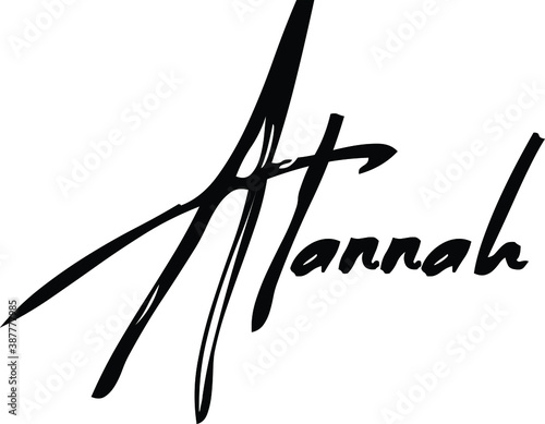 Alannah-Female Name Modern Brush Calligraphy Cursive Text on White Background photo