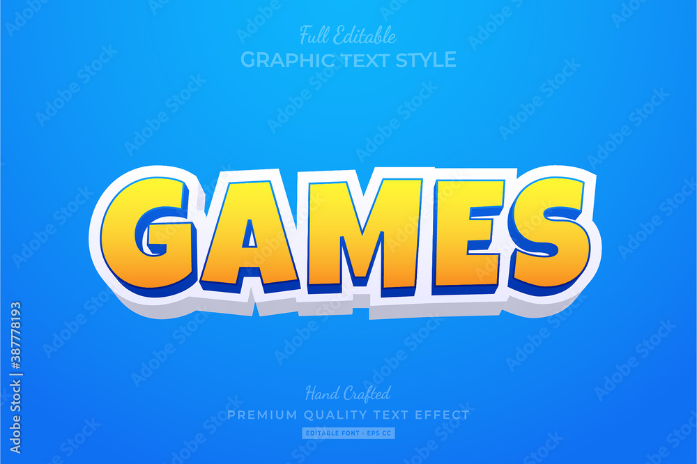 Games Cartoon Editable Premium Text Effect