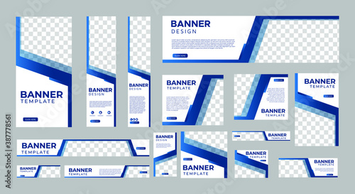 set of creative web banners of standard size with a place for photos. Vertical, horizontal and square template. vector illustration