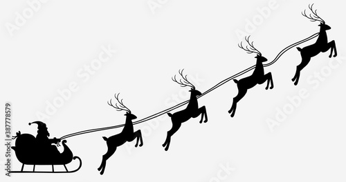 Santa with reindeer silhouette - vector illustration
