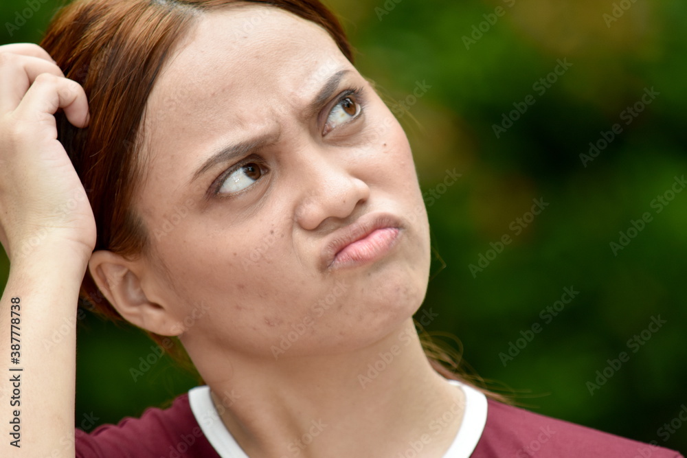 Attractive Redhead Female And Confusion Wearing Tshirt Attractive Redhead Female And Confusion Wearing Tshirt