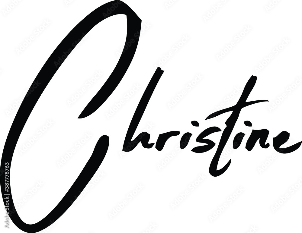 Christine-Female Name Modern Brush Calligraphy Cursive Text on White Background