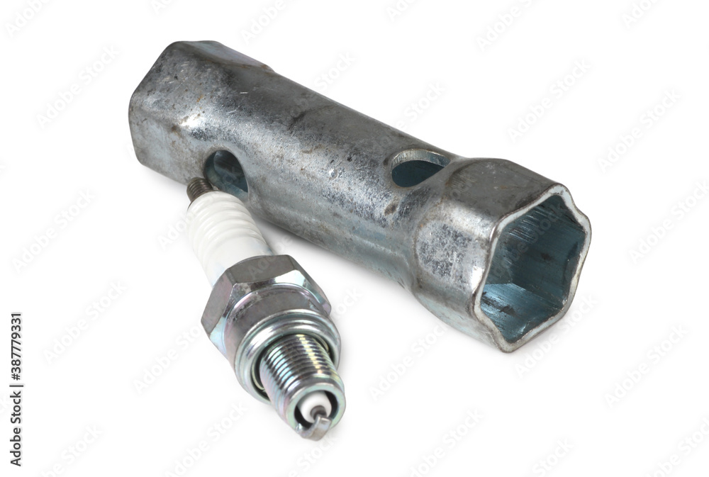 Electronic spark plug for car. Isolated object on white background Electronic spark plug for car. Isolated object on white background