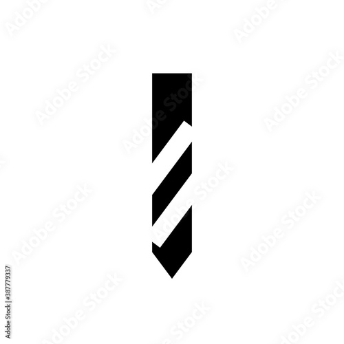 Drill bit icon, simple black isolated. Schematic sign for instructions or manual. Technical literature and web design. Vector illustration