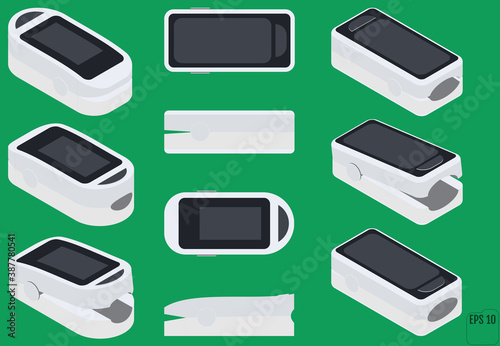 Isometric Pulse Oximetry, Isometric Flat Vector