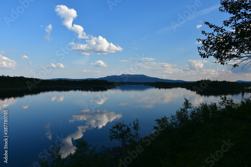 reflection of clouds on the lake