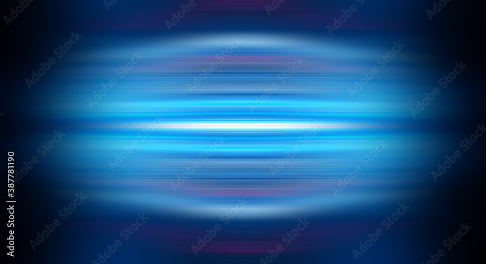 Modern minimalistic, futuristic studio background. Dark background with lines and spotlights, neon light, night view. Abstract blue background. Empty stage.