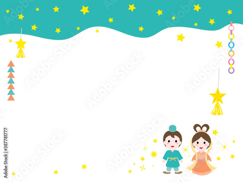 七夕の織姫と彦星のカードデザイン © Third Stone