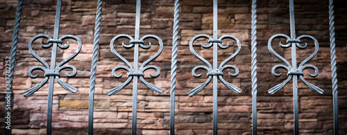 Balcony with metal forged railing