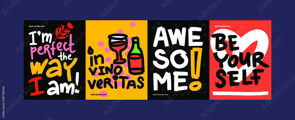 Set of lettering inscriptions. Inspiration and positive quotes for postcards, prints and posters design. Set of lettering inscriptions. Inspiration and positive quotes for postcards, prints and posters design.
