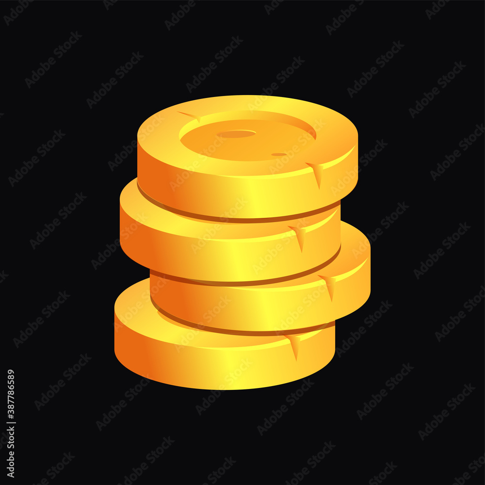 isolated icon of bright gold coins in casual style. For mobile games and casinos isolated icon of bright gold coins in casual style. For mobile games and casinos