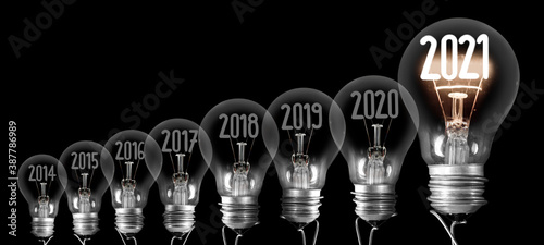 Light Bulbs with New Year 2021