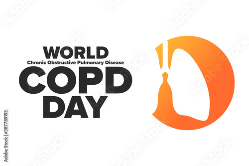 World COPD Day. Chronic Obstructive Pulmonary Disease. Third Wednesday of November. Holiday concept. Template for background, banner, card, poster with text inscription. Vector EPS10 illustration.