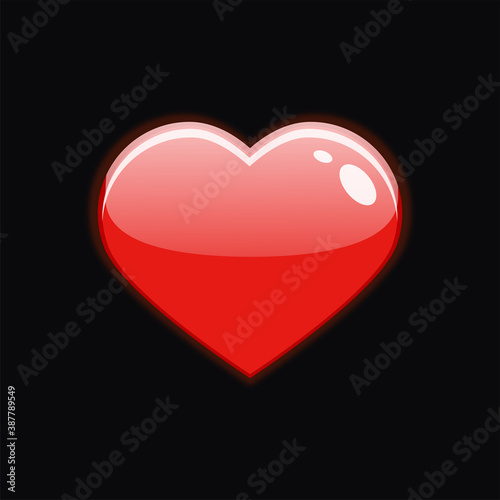 Bright isolated heart icon in casual style. Suitable for online casino games. Mobile games