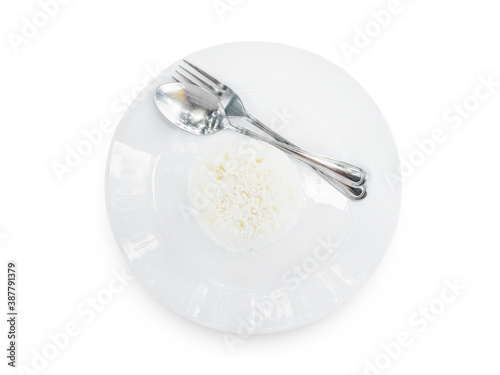 Jasmine rice on white plate