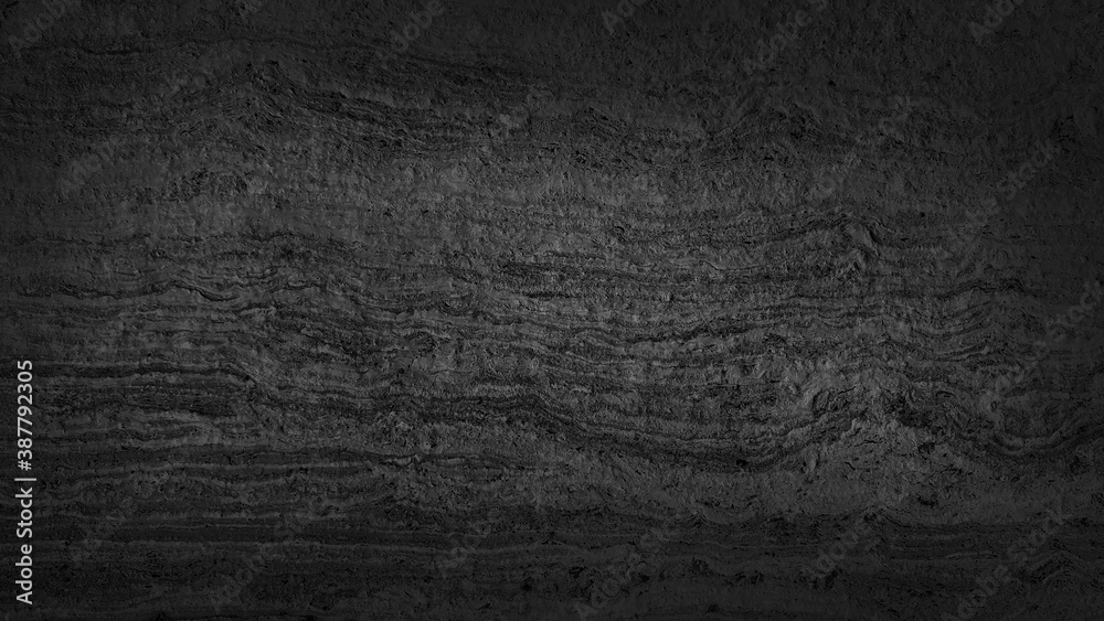 Fototapeta premium rustic rough black travertine stone tile texture with dark gradient at corners. vignette black stone texture background.