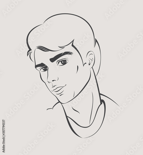 Portrait of a smiling young man. Vector illustration.