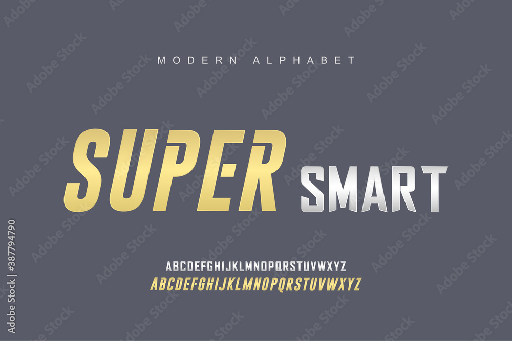 Elegant gold silver alphabet font set. Typography modern style display font. Premium Vector Elegant gold silver alphabet font set. Typography modern style display font. Premium Vector