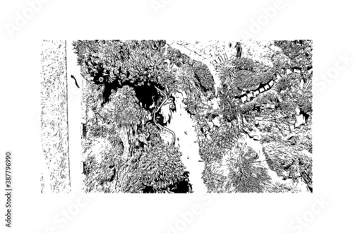 Building view with landmark of Bristol is a city straddling the River Avon in the southwest of England. Hand drawn sketch illustration in vector.