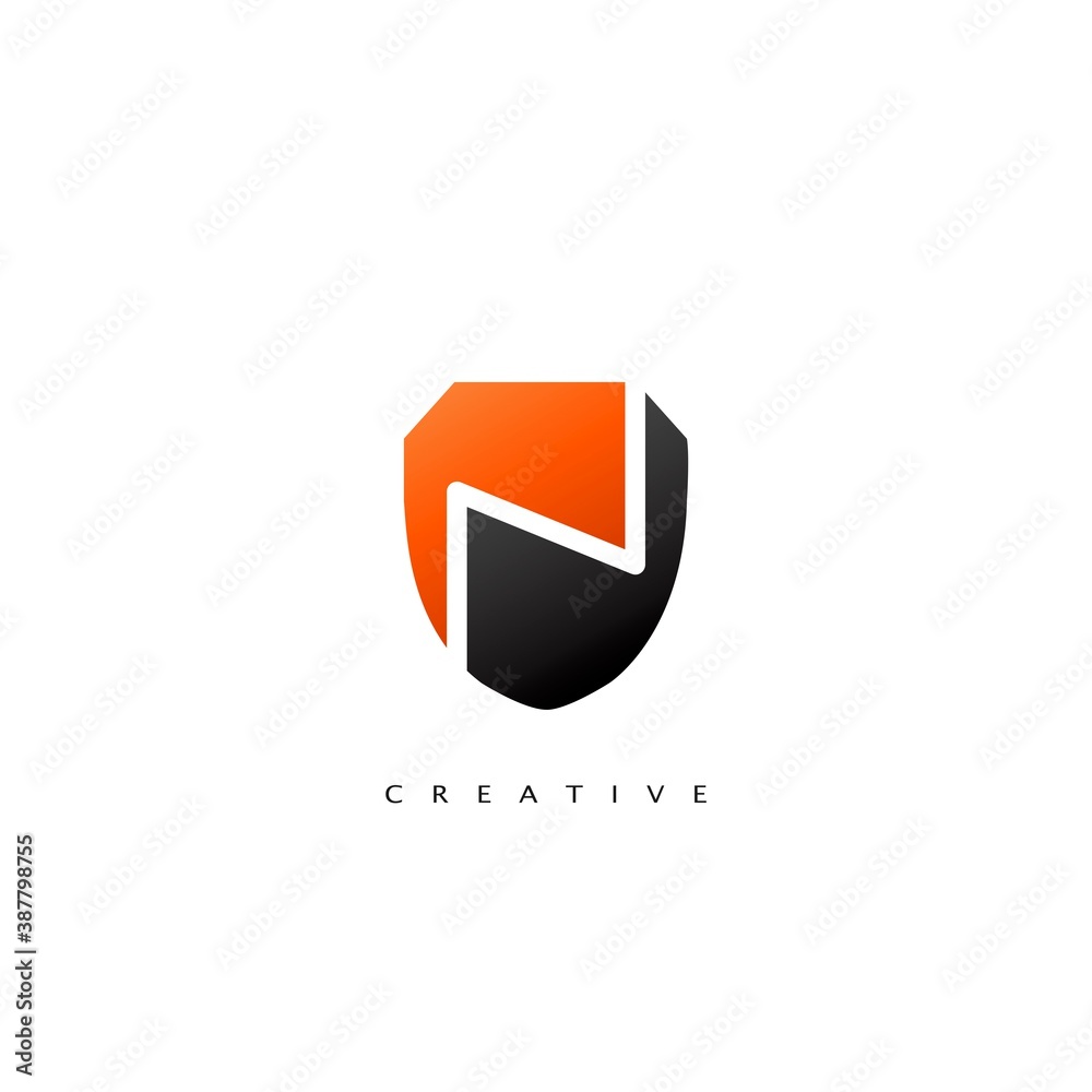 Initial Letter N Logo Abstract Techno Shield Vector Design Initial Letter N Logo Abstract Techno Shield Vector Design