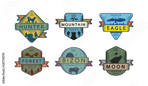 Forest wildlife vector logo templates set