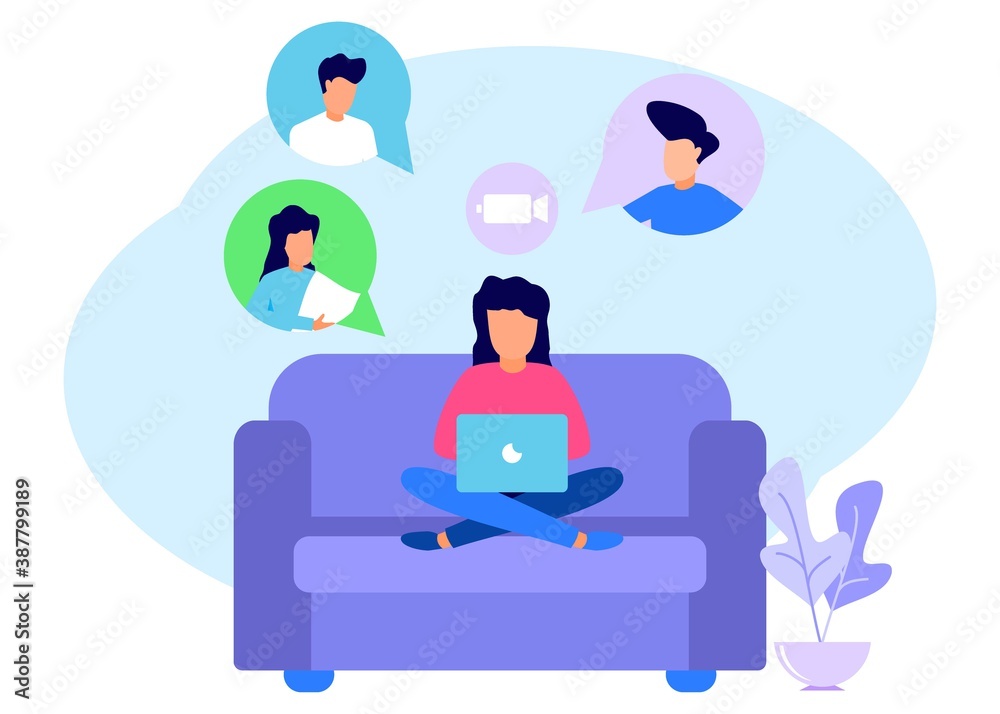 Illustration vector graphic cartoon character of online meeting Illustration vector graphic cartoon character of online meeting