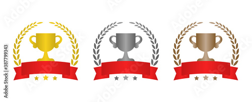 トロフィーのランキング素材（数字なし/光沢あり）