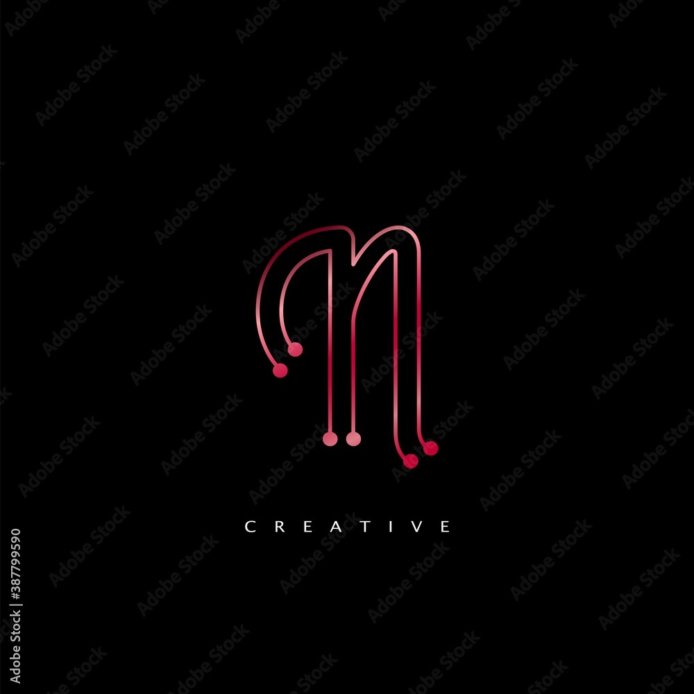 Initial Letter N line Logo Icon Abstract Techno Vector Design Initial Letter N line Logo Icon Abstract Techno Vector Design