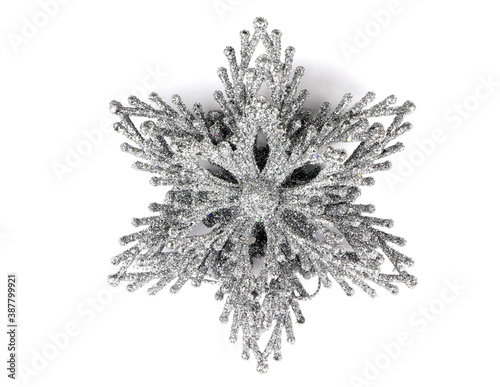 Christmas silver star isolated on a white background