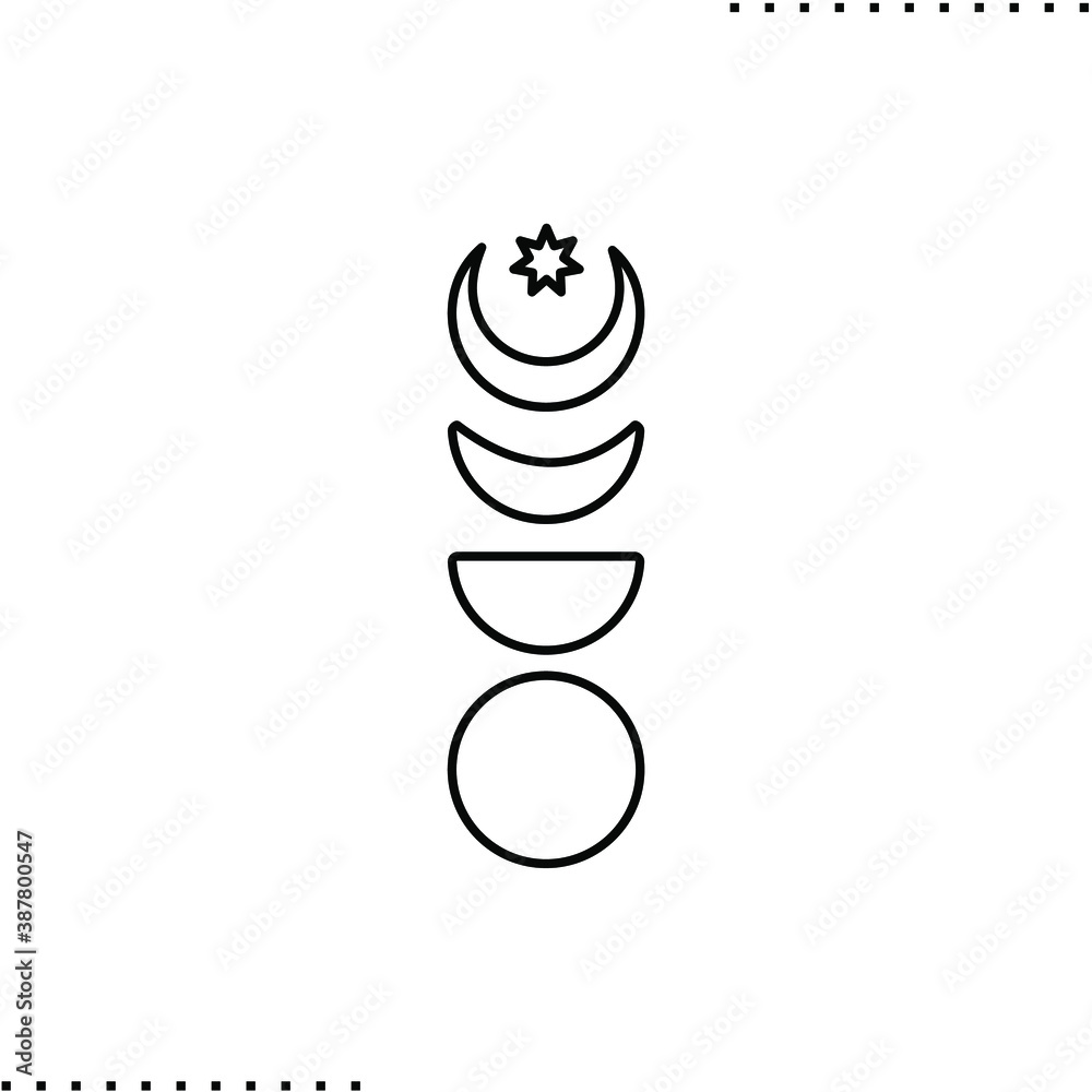 Moon phases vector icon in outlines