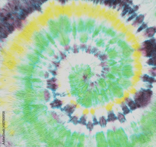 Green Spiral Abstract. Tye Die Print Circle. 