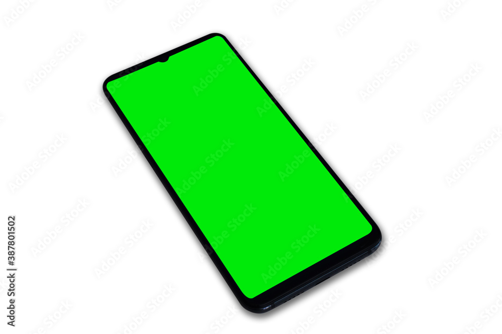 Mobile on white background with green screen Mobile on white background with green screen