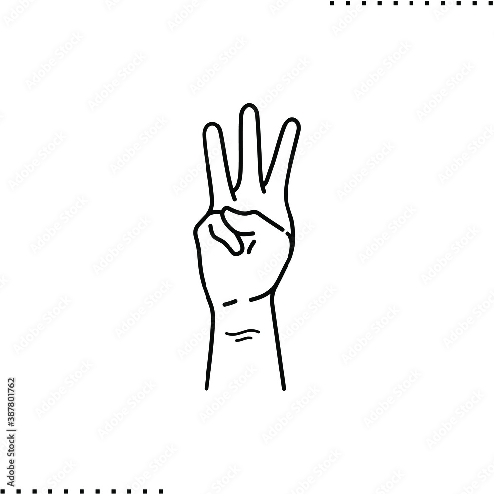 three-finger counting vector icon in outlines three-finger counting vector icon in outlines