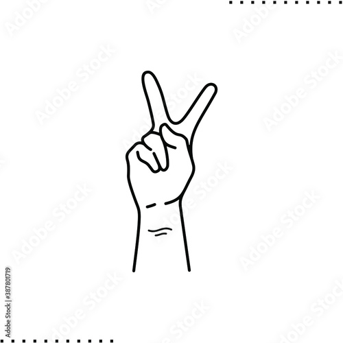 Two-finger gesture vector icon in outlines