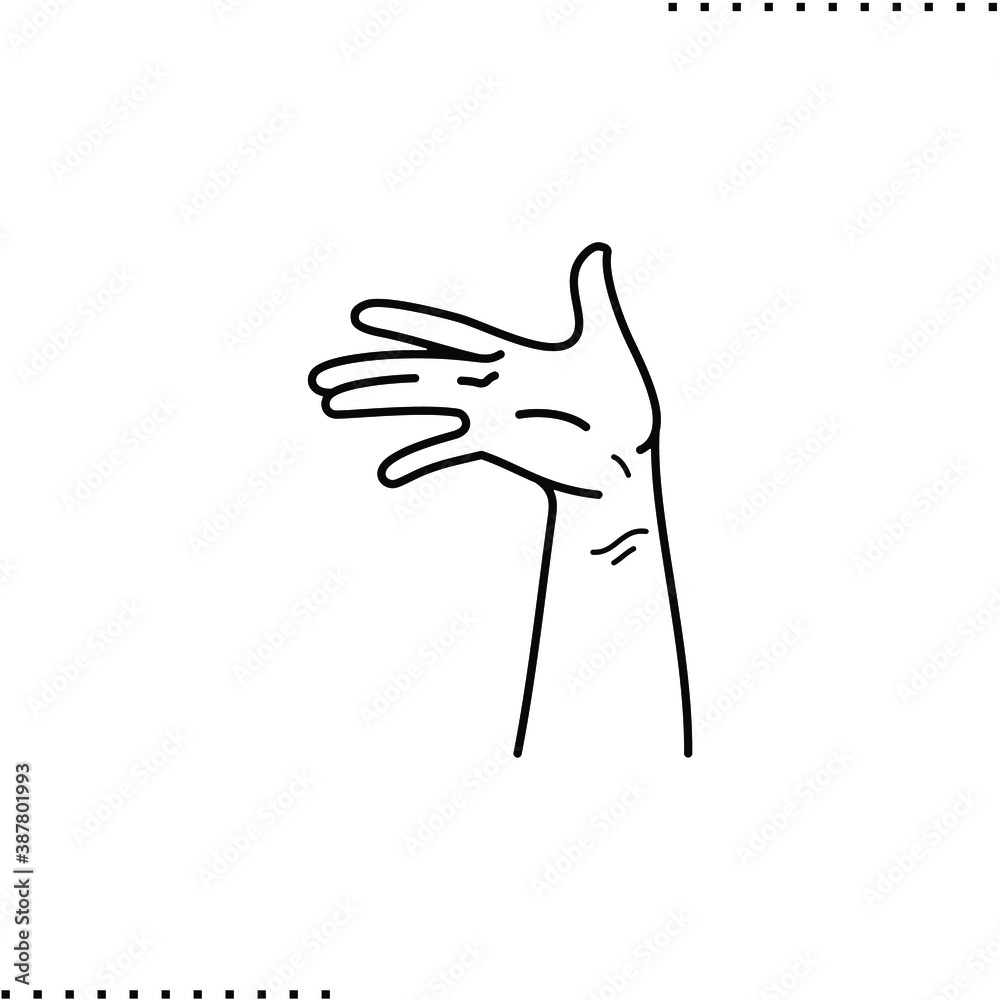 open palms vector icon in outlines
